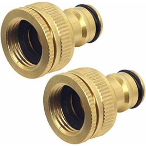 Linghhang - 2 Pack Brass Garden Hose Tap Connector, 1/2 and 3/4 Female Thread Tap Adapter 2 in 1 Linghhang - 2 Pack Brass Garden Hose Tap Connector, 1/2 and 3/4 Female Thread Tap Adapter 2 in 1