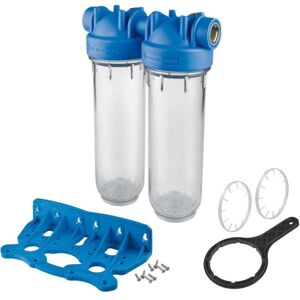 Atlas Filtri - 2 Stage 10' Inline Water Filter System Housing 1/2' Ports With Wall Bracket And Key Atlas Filtri - 2 Stage 10' Inline Water Filter System Housing 1/2' Ports With Wall Bracket And Key