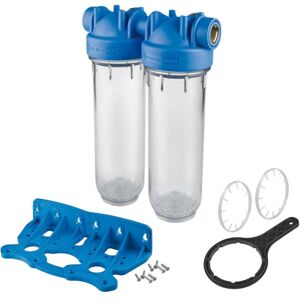 Atlas Filtri - 2 Stage 10' Inline Water Filter System Housing 3/4' Ports With Wall Bracket And Key Atlas Filtri - 2 Stage 10' Inline Water Filter System Housing 3/4' Ports With Wall Bracket And Key