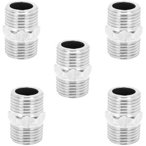 TEHTUY 5-piece stainless steel 1/2in hexagonal nipple threaded pipe connector fittings for water heating TEHTUY 5-piece stainless steel 1/2in hexagonal nipple threaded pipe connector fittings for water heating
