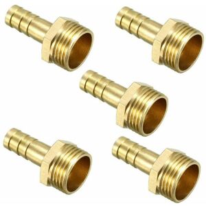 Trimec - 5pcs Raccord cannelé tuyau en laiton 8mm barbelé x 3/8 pt mâle Adaptateur connecteur Trimec - 5pcs Raccord cannelé tuyau en laiton 8mm barbelé x 3/8 pt mâle Adaptateur connecteur