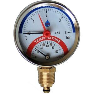 AIM - 80mm Dial 0-120c 0-10 Bar Side Entry Temperature Pressure Gauge 1/2inch Bsp Thermomanometer AIM - 80mm Dial 0-120c 0-10 Bar Side Entry Temperature Pressure Gauge 1/2inch Bsp Thermomanometer