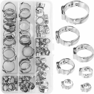TEHTUY 85pcs Stainless Steel Pipe Clamps, Hose Clips 6-21mm, Metal Hose Clamps for Pipes, Conduits, Water and Gas Tubing TEHTUY 85pcs Stainless Steel Pipe Clamps, Hose Clips 6-21mm, Metal Hose Clamps for Pipes, Conduits, Water and Gas Tubing