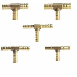 TORMATOR (8mm) 5 Pieces 3-Way T-Shaped Brass Fuel Hose Fitting for Compressed Air Gas Hose, TORMATOR (8mm) 5 Pieces 3-Way T-Shaped Brass Fuel Hose Fitting for Compressed Air Gas Hose,