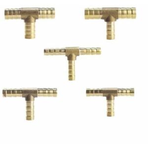 SNQ (8mm) 5 Pieces Brass 3-Way T-Shaped Fuel Hose Fitting for Compressed Air Gas Hose SNQ (8mm) 5 Pieces Brass 3-Way T-Shaped Fuel Hose Fitting for Compressed Air Gas Hose