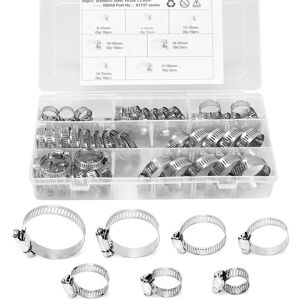 Alwaysh - 60 Pieces Stainless Steel Hose Clamp 6-38mm Adjustable Steel Hose Clamps Adjustable Clips Assortment of 7 Sizes for Family Water Pipe Alwaysh - 60 Pieces Stainless Steel Hose Clamp 6-38mm Adjustable Steel Hose Clamps Adjustable Clips Assortment of 7 Sizes for Family Water Pipe
