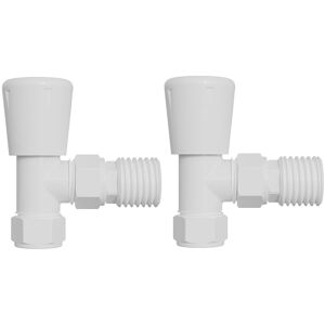 NRG Angled Lockshield Radiator Valves Set 15mm x 1/2" Twin Pack White NRG Angled Lockshield Radiator Valves Set 15mm x 1/2" Twin Pack White