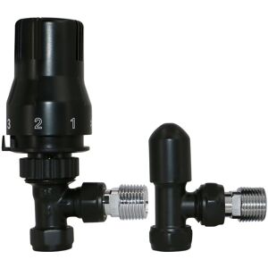 NRG - Angled Thermostatic Manual Radiator Valves Heated Towel Rail Valve Black NRG - Angled Thermostatic Manual Radiator Valves Heated Towel Rail Valve Black