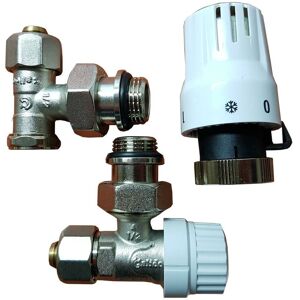 Calido - Angled Thermostatic Standard Radiator Brass Valve Set 1/2 Inch x pex 16mm Calido - Angled Thermostatic Standard Radiator Brass Valve Set 1/2 Inch x pex 16mm