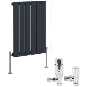 NRG Anthracite Designer Flat Panel Radiator + Thermostatic trv Radiator Valves Chrome Angled Horizontal 600x408mm Single NRG Anthracite Designer Flat Panel Radiator + Thermostatic trv Radiator Valves Chrome Angled Horizontal 600x408mm Single