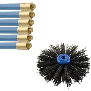 Bailey Drain Chimney Flue Cleaning Set 6x Drain Rods BAI1600 16"" Brush BAIZ5689 Bailey Drain Chimney Flue Cleaning Set 6x Drain Rods BAI1600 16"" Brush BAIZ5689