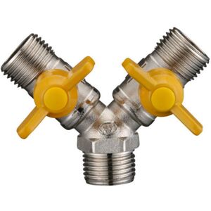 TEHTUY Brass Double Pipe Splitter Gas Valve Hose Connector - 2 Way TEHTUY Brass Double Pipe Splitter Gas Valve Hose Connector - 2 Way