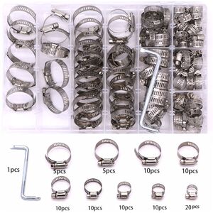 91Pcs/8-38mm Adjustable Hose Clamps, Hose Clips, Stainless Steel Hose Clamps, Hose Clips for Automotive Tube, Swimming Pool - Ccykxa 91Pcs/8-38mm Adjustable Hose Clamps, Hose Clips, Stainless Steel Hose Clamps, Hose Clips for Automotive Tube, Swimming Pool - Ccykxa