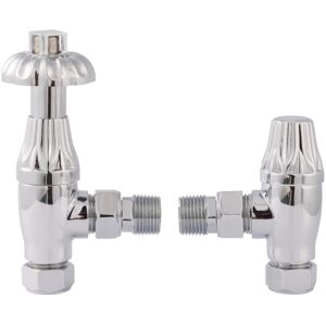 Duratherm - Hudson Reed Traditional Angled Thermostatic Radiator Valves Pair Lockshield - Chrome Duratherm - Hudson Reed Traditional Angled Thermostatic Radiator Valves Pair Lockshield - Chrome