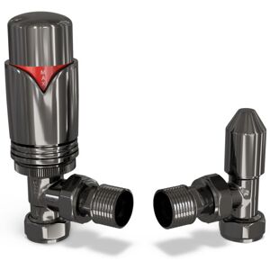 UK RADIATORS Derry Bold - Black Nickel Thermostatic Radiator Valve & Lockshield Angled 15mm UK RADIATORS Derry Bold - Black Nickel Thermostatic Radiator Valve & Lockshield Angled 15mm