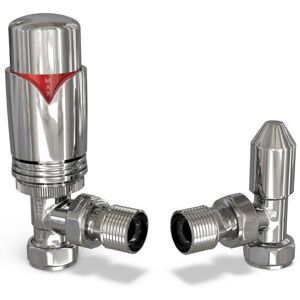 UK RADIATORS Derry Bold - Chrome Thermostatic Radiator Valve & Lockshield Angled 15mm UK RADIATORS Derry Bold - Chrome Thermostatic Radiator Valve & Lockshield Angled 15mm