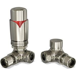UK RADIATORS Derry Bold - Silver Nickel Thermostatic Radiator Valve & Lockshield Corner 15mm UK RADIATORS Derry Bold - Silver Nickel Thermostatic Radiator Valve & Lockshield Corner 15mm