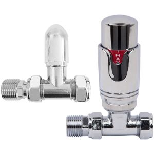 WARMEHAUS Designer Radiator 15mm Thermostatic Chrome Straight Valve Pack WARMEHAUS Designer Radiator 15mm Thermostatic Chrome Straight Valve Pack