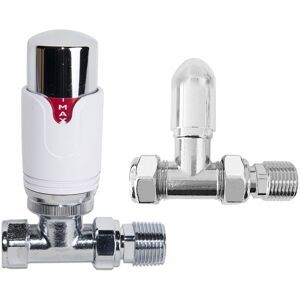 WARMEHAUS Designer Radiator 15mm Thermostatic White & Chrome Straight Valve WARMEHAUS Designer Radiator 15mm Thermostatic White & Chrome Straight Valve