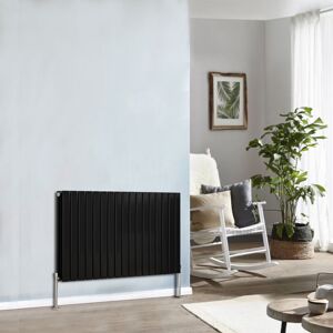 NRG - Designer Radiator Flat Panel Central Heating Rads Black Horizontal Double 600x1156mm NRG - Designer Radiator Flat Panel Central Heating Rads Black Horizontal Double 600x1156mm
