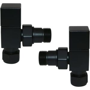 15mm Pair of Square Angled Radiator Valves Black - Warmehaus 15mm Pair of Square Angled Radiator Valves Black - Warmehaus