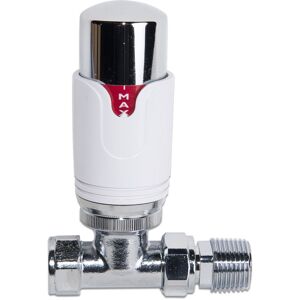 WARMEHAUS Designer Straight 1 x 15mm White & Chrome Radiator Valve trv WARMEHAUS Designer Straight 1 x 15mm White & Chrome Radiator Valve trv