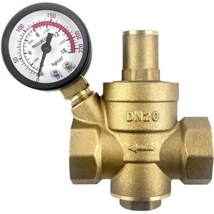Tinor - DN20 Brass Water Pressure Reducer with Adjustable Pressure Reducing Valve Gauge Tinor - DN20 Brass Water Pressure Reducer with Adjustable Pressure Reducing Valve Gauge