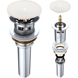 Durovin Bathrooms - Push Pop Up Sink Waste Plug - Slotted Suitable for Basin with Overflow - Rising Round Ceramic Push Button Durovin Bathrooms - Push Pop Up Sink Waste Plug - Slotted Suitable for Basin with Overflow - Rising Round Ceramic Push Button