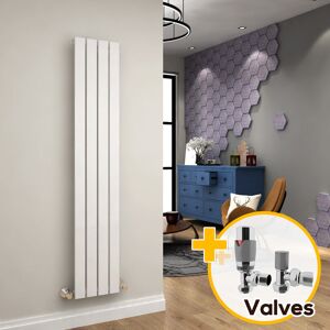 Elegant - 1600x304mm Designer Vertical Radiator Flat Panel White Column Central Heating with Chrome Thermostatic Radiator Valves Elegant - 1600x304mm Designer Vertical Radiator Flat Panel White Column Central Heating with Chrome Thermostatic Radiator Valves