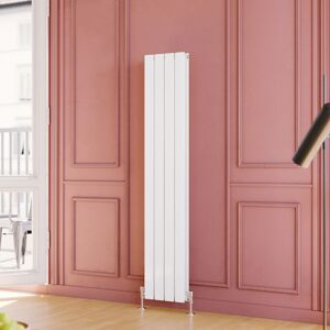 Central Heating Radiator 1600x304mm Vertical White Double Flat Panel + White Thermostatic Radiator Valves - Elegant Central Heating Radiator 1600x304mm Vertical White Double Flat Panel + White Thermostatic Radiator Valves - Elegant