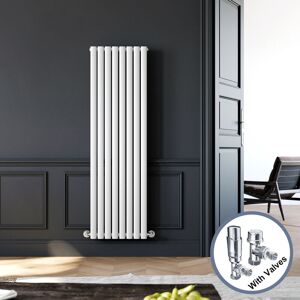 Elegant - 1600 x 480 mm White Vertical Radiator Single Oval Panel Radiator Central Heating Radiators + Chrome Thermostatic Radiator Valves Elegant - 1600 x 480 mm White Vertical Radiator Single Oval Panel Radiator Central Heating Radiators + Chrome Thermostatic Radiator Valves