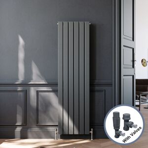 Elegant - Central Heating Radiator Vertical 1600x456mm Designer Anthracite Double Flat Panel Premium Mild Steel + Thermostatic Radiator Valves Elegant - Central Heating Radiator Vertical 1600x456mm Designer Anthracite Double Flat Panel Premium Mild Steel + Thermostatic Radiator Valves