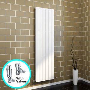 Elegant - Central Heating Radiator Vertical 1600x456mm Designer White Double Flat Panel + Chrome Thermostatic Radiator Valves Elegant - Central Heating Radiator Vertical 1600x456mm Designer White Double Flat Panel + Chrome Thermostatic Radiator Valves