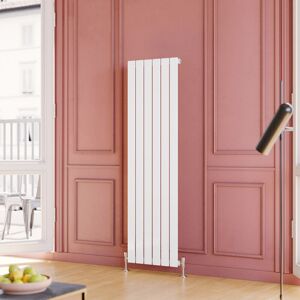 ELEGANT 1600x456mm White Vertical Radiator Flat Panel Designer Radiator Central Heating with White Thermostatic Radiator Valves ELEGANT 1600x456mm White Vertical Radiator Flat Panel Designer Radiator Central Heating with White Thermostatic Radiator Valves