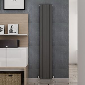 Elegant - 1800 x 300 mm Anthracite Modern Tall Bar Radiator Single Flat Panel Designer Bathroom Radiator + Anthracite Thermostatic Radiator Valves Elegant - 1800 x 300 mm Anthracite Modern Tall Bar Radiator Single Flat Panel Designer Bathroom Radiator + Anthracite Thermostatic Radiator Valves