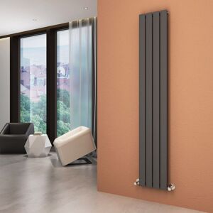Elegant - 1800 x 300 mm Anthracite Modern Tall Bar Rads Single Flat Panel Designer Bathroom Radiator + Chrome Thermostatic Radiator Valves Elegant - 1800 x 300 mm Anthracite Modern Tall Bar Rads Single Flat Panel Designer Bathroom Radiator + Chrome Thermostatic Radiator Valves