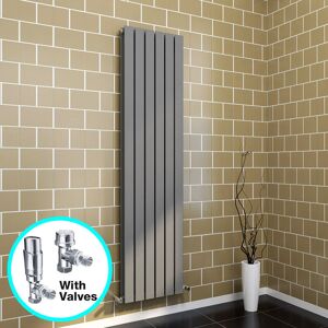 Elegant - 1800 x 452 mm Designer Anthracite Vertical Column Rads Modern Double Flat Panel Designer Radiator + Anthracite Thermostatic Radiator Valves Elegant - 1800 x 452 mm Designer Anthracite Vertical Column Rads Modern Double Flat Panel Designer Radiator + Anthracite Thermostatic Radiator Valves