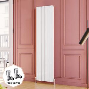 Elegant - 1800 x 452 mm White Vertical Column Radiator Double Flat Panel Designer High Heat Output Radiator + Angled Radiator Valves Elegant - 1800 x 452 mm White Vertical Column Radiator Double Flat Panel Designer High Heat Output Radiator + Angled Radiator Valves