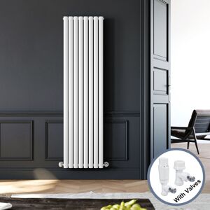 Elegant - 1800 x 480 mm White Modern Vertical Column Designer Rads Double Oval Panel Radiator Heater + White Thermostatic Radiator Valves Elegant - 1800 x 480 mm White Modern Vertical Column Designer Rads Double Oval Panel Radiator Heater + White Thermostatic Radiator Valves