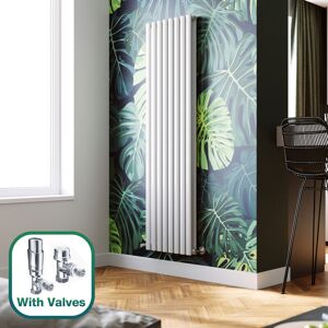 Elegant - 1800 x 480 mm White Vertical Column Rads Double Oval Panel Designer Efficient Radiator + Chrome Thermostatic Radiator Valves Elegant - 1800 x 480 mm White Vertical Column Rads Double Oval Panel Designer Efficient Radiator + Chrome Thermostatic Radiator Valves