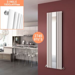 Elegant - 1800 x 500 mm Designer White Mirror Vertical Column Rads Modern Single Oval Panel Designer Radiator + Anthracite Thermostatic Radiator Elegant - 1800 x 500 mm Designer White Mirror Vertical Column Rads Modern Single Oval Panel Designer Radiator + Anthracite Thermostatic Radiator