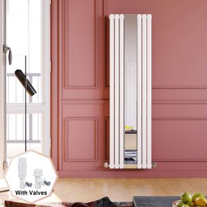 Elegant - 1800 x 500 mm Designer White Mirror Vertical Column Rads Modern Single Oval Panel Designer Radiator + White Thermostatic Radiator Valves Elegant - 1800 x 500 mm Designer White Mirror Vertical Column Rads Modern Single Oval Panel Designer Radiator + White Thermostatic Radiator Valves