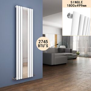 ELEGANT 1800 x 500 mm White Vertical Column Radiator Mirror Single Oval Panel Designer Bathroom Radiator + Anthracite Thermostatic Radiator Valves ELEGANT 1800 x 500 mm White Vertical Column Radiator Mirror Single Oval Panel Designer Bathroom Radiator + Anthracite Thermostatic Radiator Valves