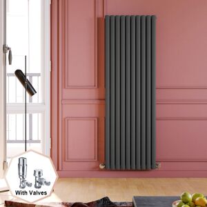 Elegant - 1800 x 590 mm Designer Anthracite Vertical Column Rads Low Carbon Steel Radiator Double Oval Panel + Chrome Thermostatic Radiator Valves Elegant - 1800 x 590 mm Designer Anthracite Vertical Column Rads Low Carbon Steel Radiator Double Oval Panel + Chrome Thermostatic Radiator Valves