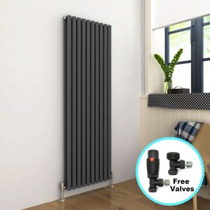 Elegant - 1800 x 590 mm Vertical Column Designer Radiator Double Oval Panel Anthracite Central Heating Radiators + Thermostatic Radiator Valves Elegant - 1800 x 590 mm Vertical Column Designer Radiator Double Oval Panel Anthracite Central Heating Radiators + Thermostatic Radiator Valves