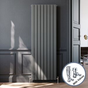 Elegant - 1800 x 608 mm Vertical Column Radiator Anthracite Double Flat Panel Designer Radiator Heater + Anthracite Thermostatic Radiator Valves Elegant - 1800 x 608 mm Vertical Column Radiator Anthracite Double Flat Panel Designer Radiator Heater + Anthracite Thermostatic Radiator Valves