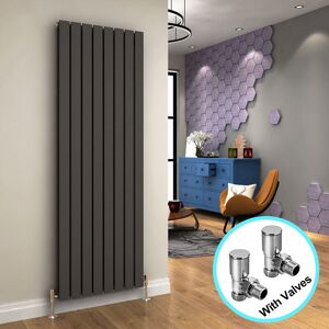 Elegant - 1800 x 608 mm Vertical Designer Radiator Anthracite Double Flat Panel Column Tall Upright Central Heating Radiators + Angled Radiator Valves Elegant - 1800 x 608 mm Vertical Designer Radiator Anthracite Double Flat Panel Column Tall Upright Central Heating Radiators + Angled Radiator Valves