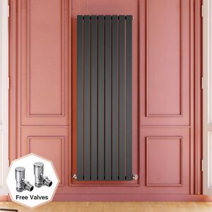 Elegant - 1800 x 608 mm Vertical Designer Radiator Anthracite Single Flat Panel Column Tall Upright Central Heating Radiators + Angled Radiator Valves Elegant - 1800 x 608 mm Vertical Designer Radiator Anthracite Single Flat Panel Column Tall Upright Central Heating Radiators + Angled Radiator Valves