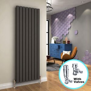 Elegant - 1800 x 608 mm Vertical Designer Radiator Anthracite Double Flat Panel Column Tall Upright Central Heating Radiators + Chrome Thermostatic Elegant - 1800 x 608 mm Vertical Designer Radiator Anthracite Double Flat Panel Column Tall Upright Central Heating Radiators + Chrome Thermostatic