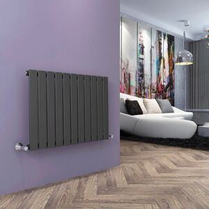 Elegant - 600 x 836 mm Anthracite Column Radiator Horizontal Modern Single Flat Panel Designer Radiator with Chrome Thermostatic Radiator Valves Elegant - 600 x 836 mm Anthracite Column Radiator Horizontal Modern Single Flat Panel Designer Radiator with Chrome Thermostatic Radiator Valves